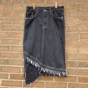 Black Denim/jean Asymmetrical Pencil Skirt,  juniors 1